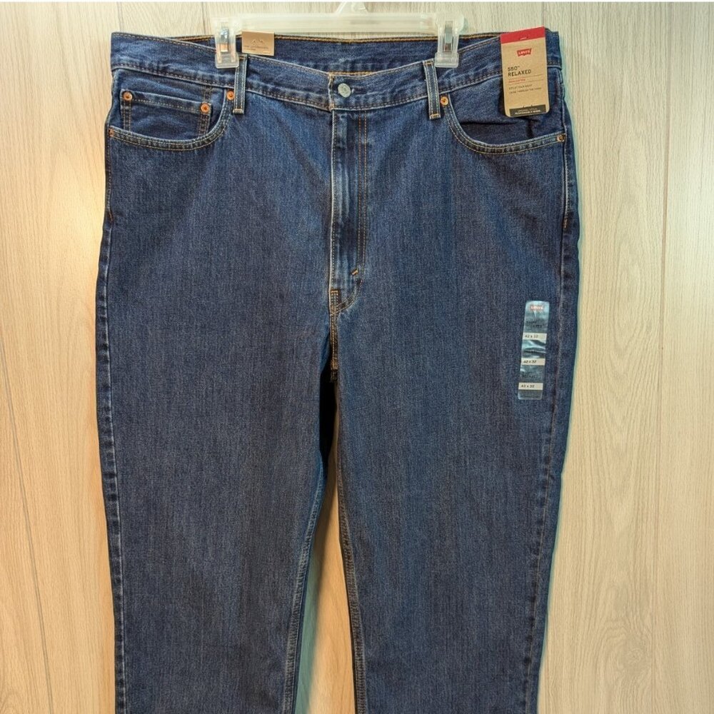 NEW LEVIS MENS 550 RELAXED Blue DENIM JEANS W42xL32 Dark Wash